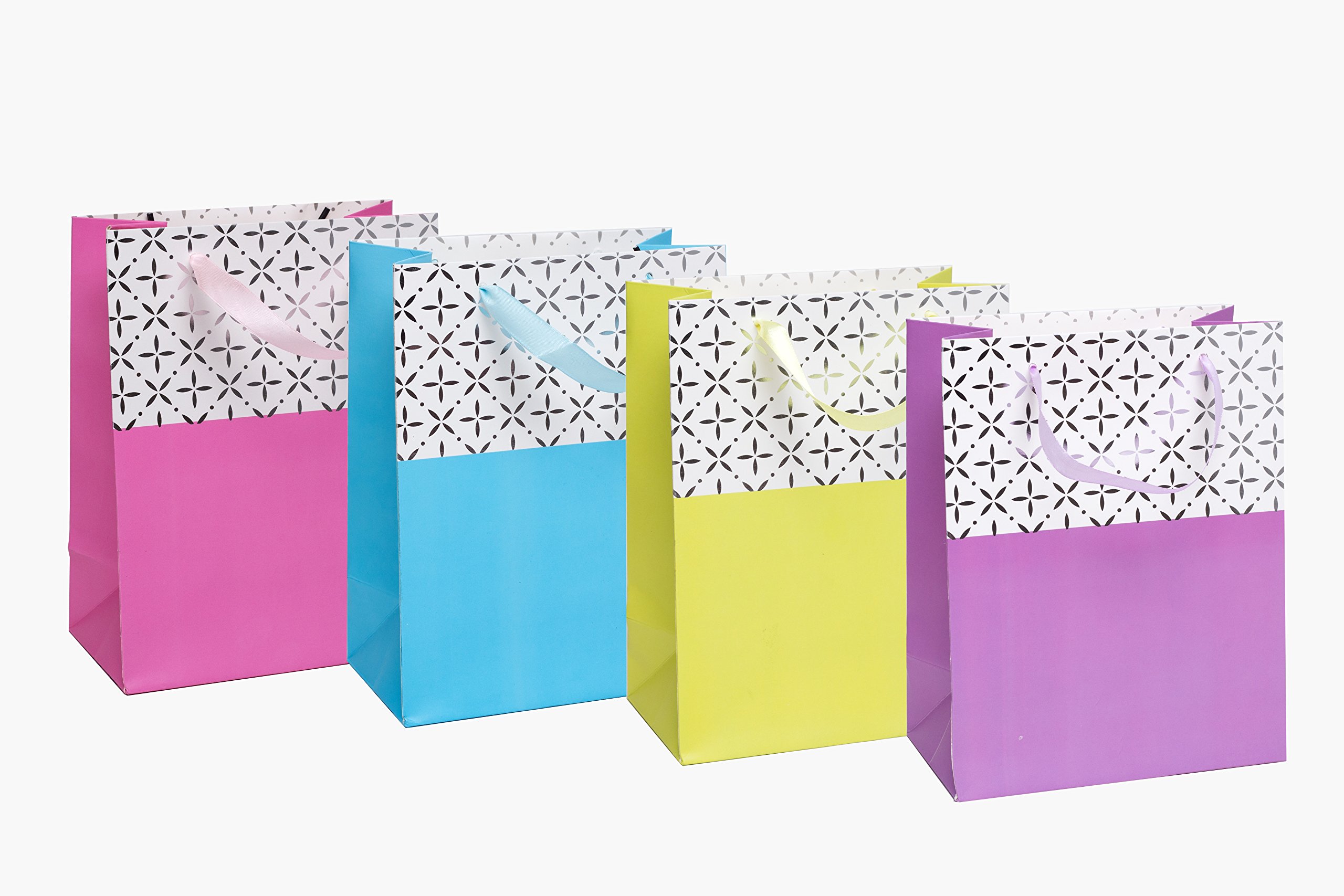 Emartbuy Set of 4 Luxury Matt Gift Bag Large 300 gsm Strong Laminated Paper - Patterned