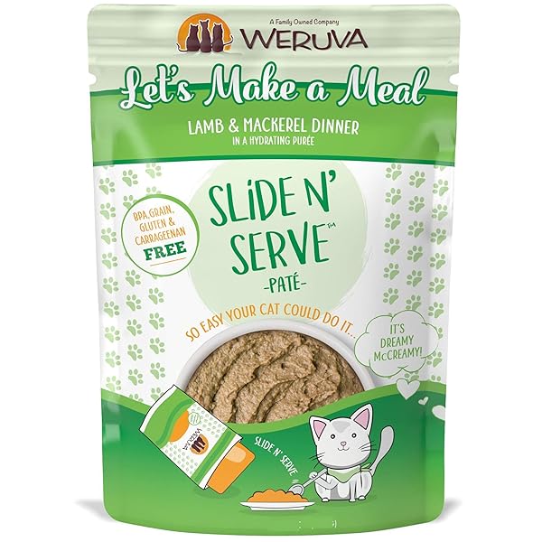 WERUVA, SLIDE N’ SERVE LET’S MAKE A MEAL LAMB & MACKEREL DINNER WET CAT FOOD, 2.8 OUNCE