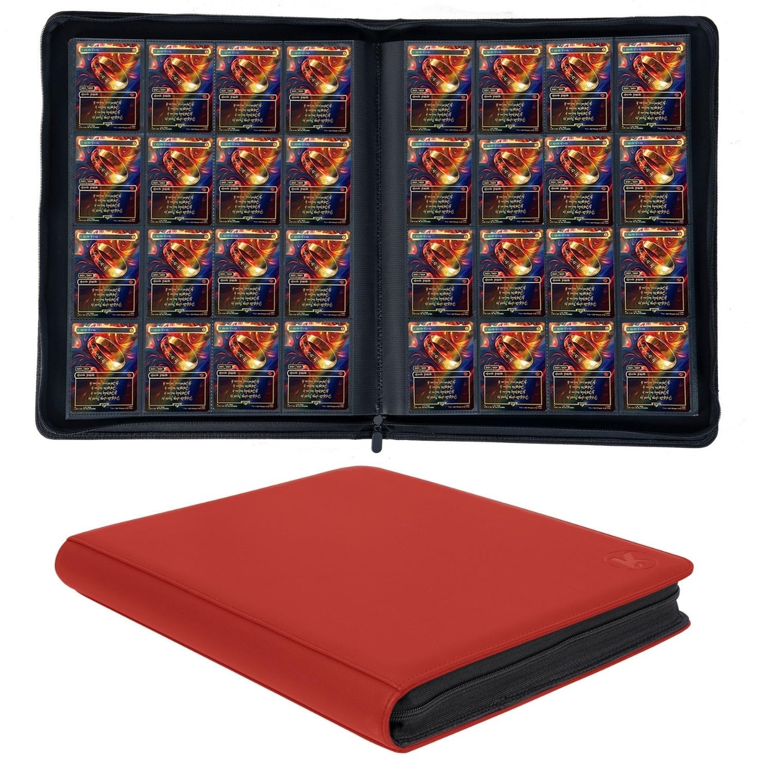 Photo 1 of KUOOKING 1000+ Pockets Trading Card Binder, 16-Pocket Card Ablum Compatible with MTG,Sports Cards & Other Standard Size Trading Cards (Red)