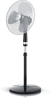 Brandson - Standventilator 40cm - Ventilator Standfuß höhenverstellbar - mobiler Lüfter - hoher Luftdurchsatz - 3 Geschwindigkeitsstufen - Oszillationsfunktion 80° - silber schwarz