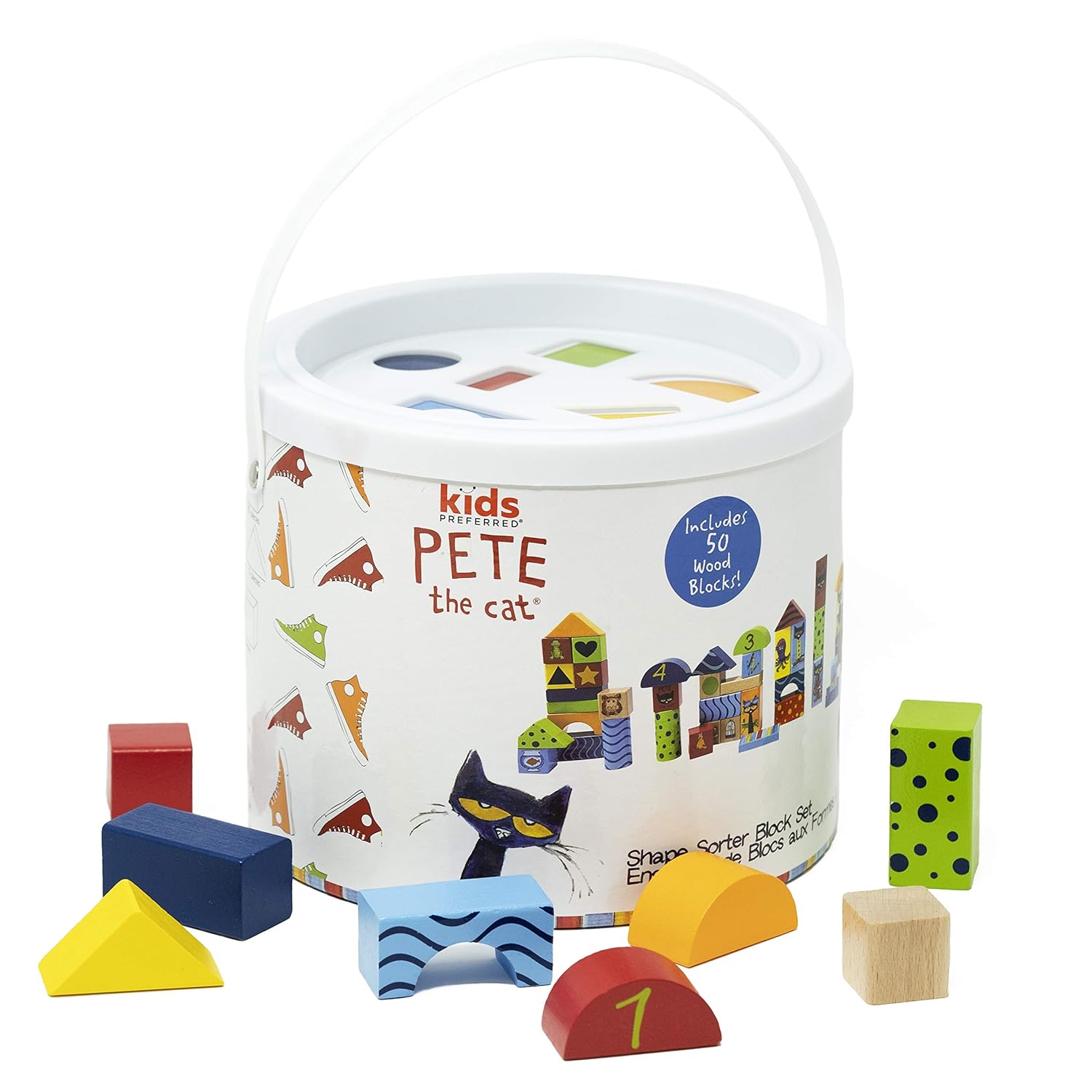 Pete The Cat Wood Stacking Block Set 50 Pieces