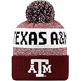 LogoFit NCAA Team Color-Embroidered Logo -Cuffed Knit Skully Beanie Pom Hat-OSFM