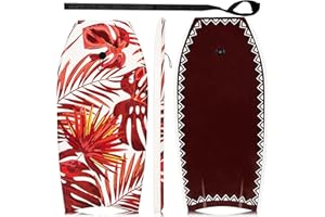 GYMAX 33”/37”/41” Super Lightweight Bodyboard with HDPE Slick Bottom & Premium Wrist Leash, Durable Bodyboard for Kids Teens 