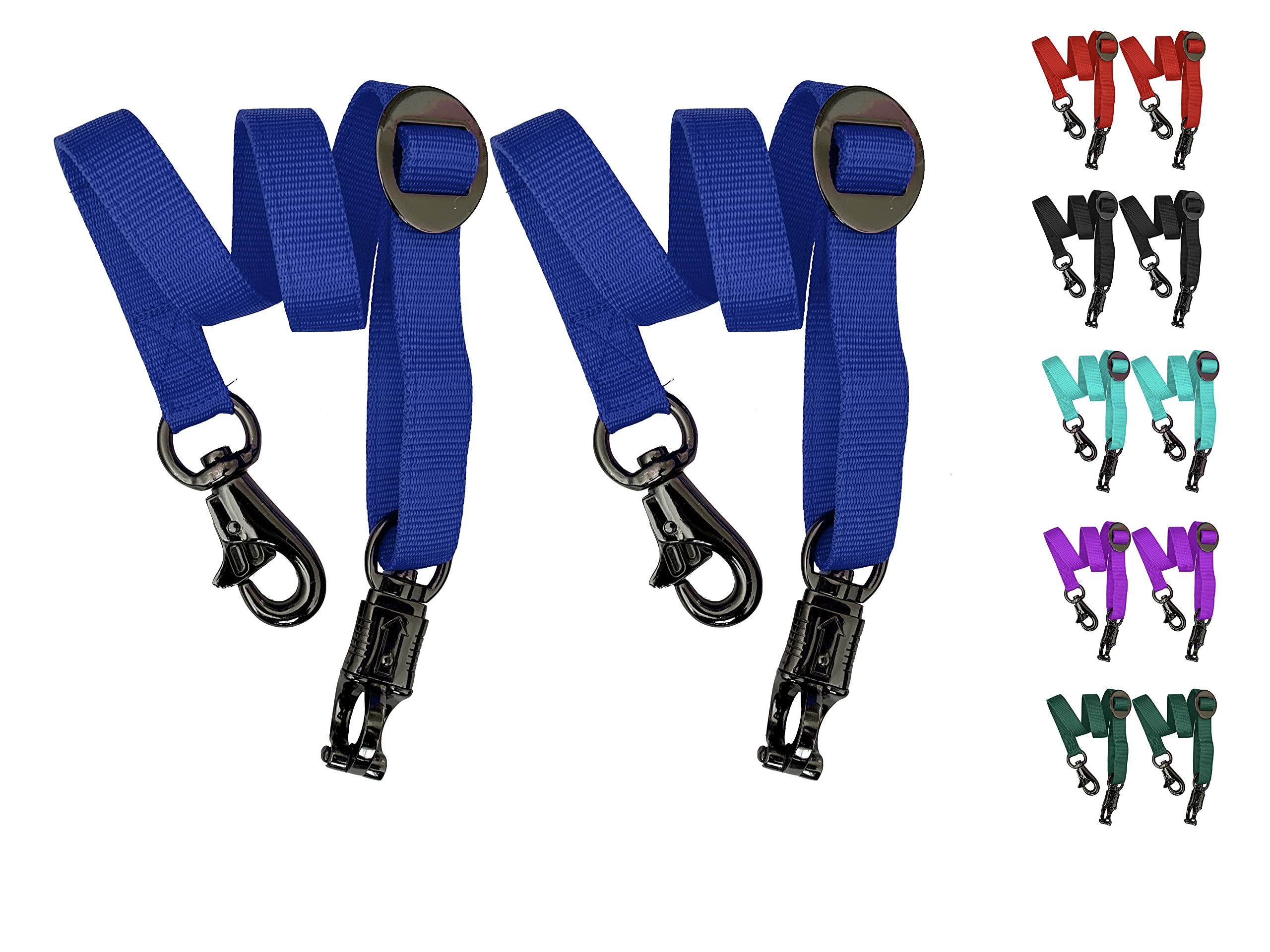 Majestic Ally Pack of 2, Double Thick Trailer Tie for Horse Haulage with Adjustable Buckle, Panic Snap and Bull Snap – 1 Inch by 36 Inch