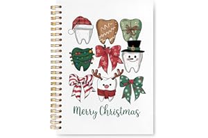 VIIJJUE Christmas Bow Dental Notebook, Dentist Dental Hygiene Hygienist for Christmas, Dentals Assistant Gifts Journals for Writing, Dentist Gift Hardcover Spiral Notebooks, 5.5x8.3 Inch