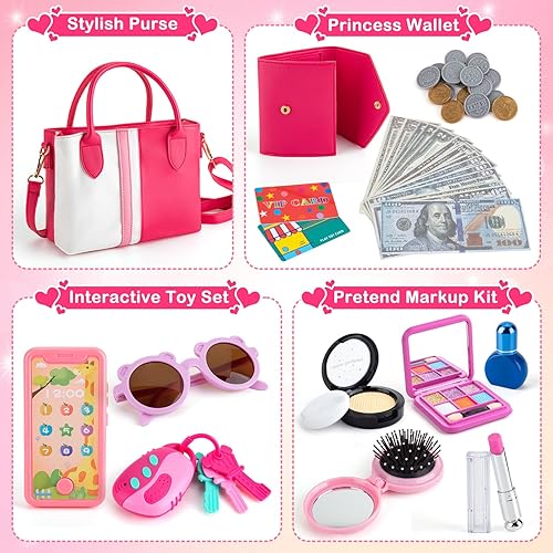 Juboury Play Purse for Little Girls, Pretend Play Accessories with - Main Image
