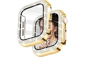 Newlibery Bling Case with HD Screen Protector Women Compatible with Apple Watch 44mm Diamond Protective Face Cover PC Frame P