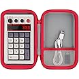 co2CREA Hard Travel Case Compatible with 8BitDo Retro 18 Mechanical Numpad (White Case and Red Zipper)