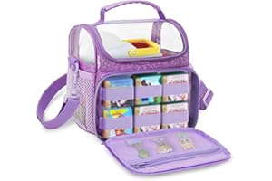 LoDrid Travel Carrying Case Compatible with Little Tikes Story Dream Machine Starter Set, Storage Bag with Handle and Shoulder Strap for Characters and Books, Purple, Case Only