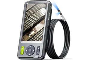 5mm Dual Lens Inspection Camera, Teslong Borescope with LED Light, HD Industrial Endoscope, 5" IPS Screen, Waterproof Video Scope Camera, Flexible Cable for Home/Automotive/Pipe/Car/Wall(5FT)