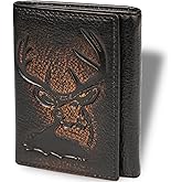 DK86 Deer Trifold Wallets for Men Full Grain Leather with Hand Burnished Tri-Fold Wallet RFID Blocking (Black and Brown)