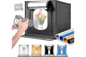 NEEWER Upgraded Photo Studio Light Box, 24"x24" No Glare, 4 Color Backdrops, Cleaning Cloth, 160 LEDs 5600K CRI97+ Folding Mi