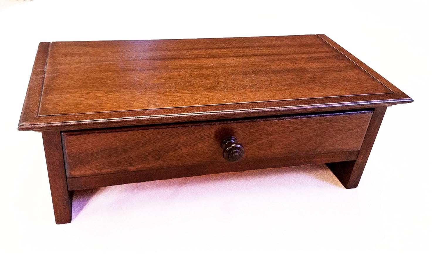 CUSTOM Wood Monitor Stand with Drawer in MAHOGANY Medium