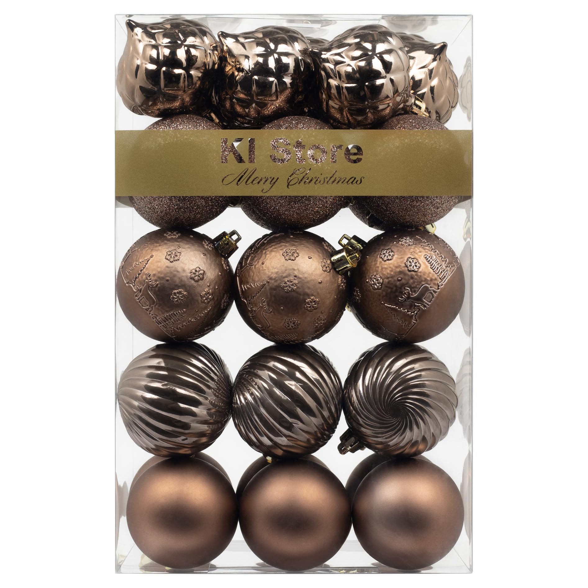 Art Beauty Christmas Baubles 30pcs Coffee Brown 60mm Shatterproof Christmas Tree Decorations for Xmas Hanging Ornaments Festival Holiday Decor