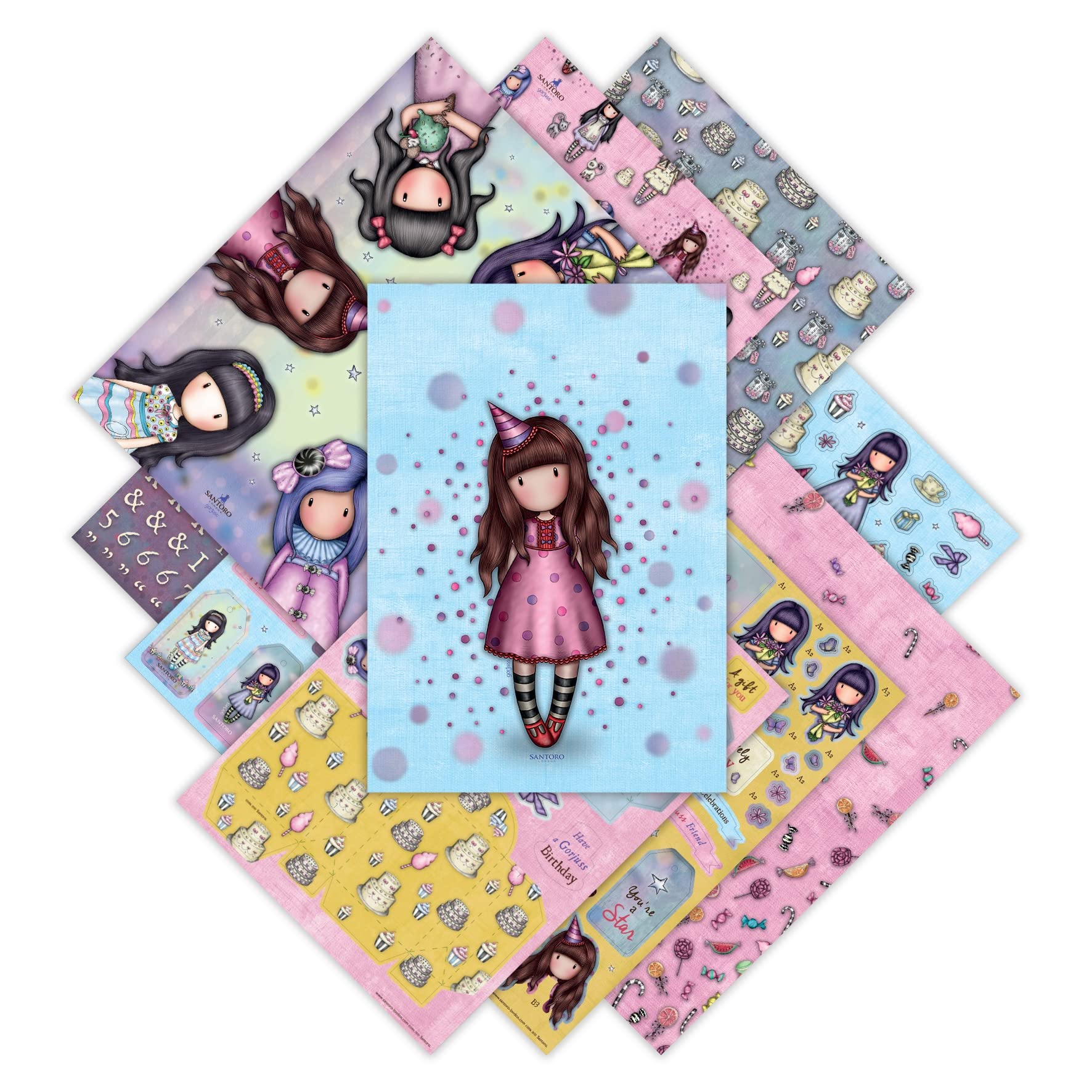Santoro gorjuss A4 Craft Pad - Birthday Collection - 20 Pack