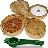 The Velvet Bow Tie | Margarita Salt Rimmer Set | 3 Tiered Bamboo Glass Rimmer | Handheld Citrus Juicer | Sugar and Salt Rimmer for Cocktails | Cocktail Accessories for Drinks