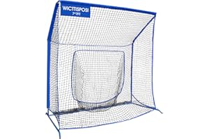 WICTTISPOSI Baseball Softball Net with Blocking System, 7x7ft/6x6ft Practice Cage for Batting/Pitching/Fielding, Metal Frame with Elevated Base and Storage Bag for Backyard Outdoor Indoor