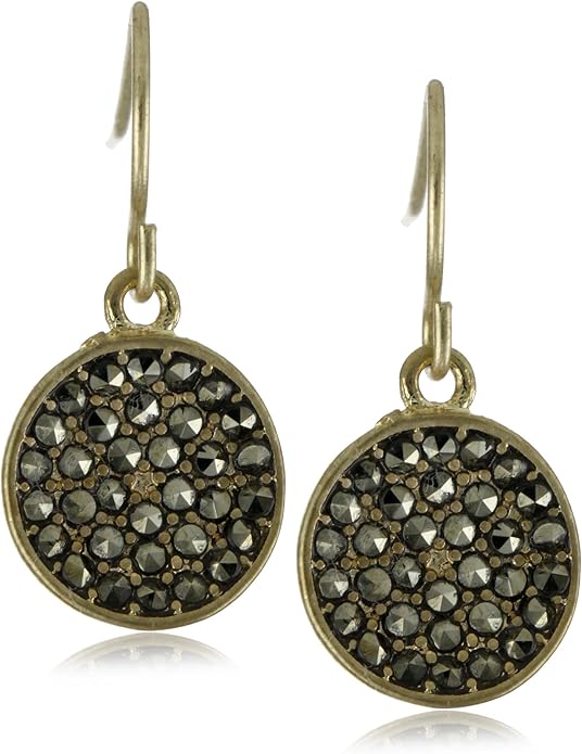 Cole New York Gold Disc Pave Drop Earrings