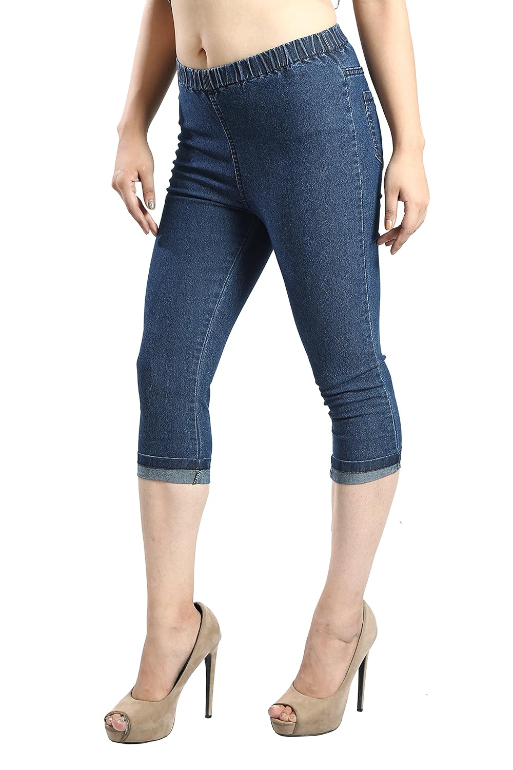 fck-3 women's slim fit stretchable denim capri jegging