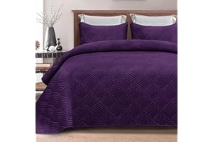 Whale Flotilla Quilt Set Twin Size, 2-Piece Soft Lightweight Modern Geometric Twin/Twin XL Quilt Bedding Set Bedspread Coverlet for All Seasons, Purple