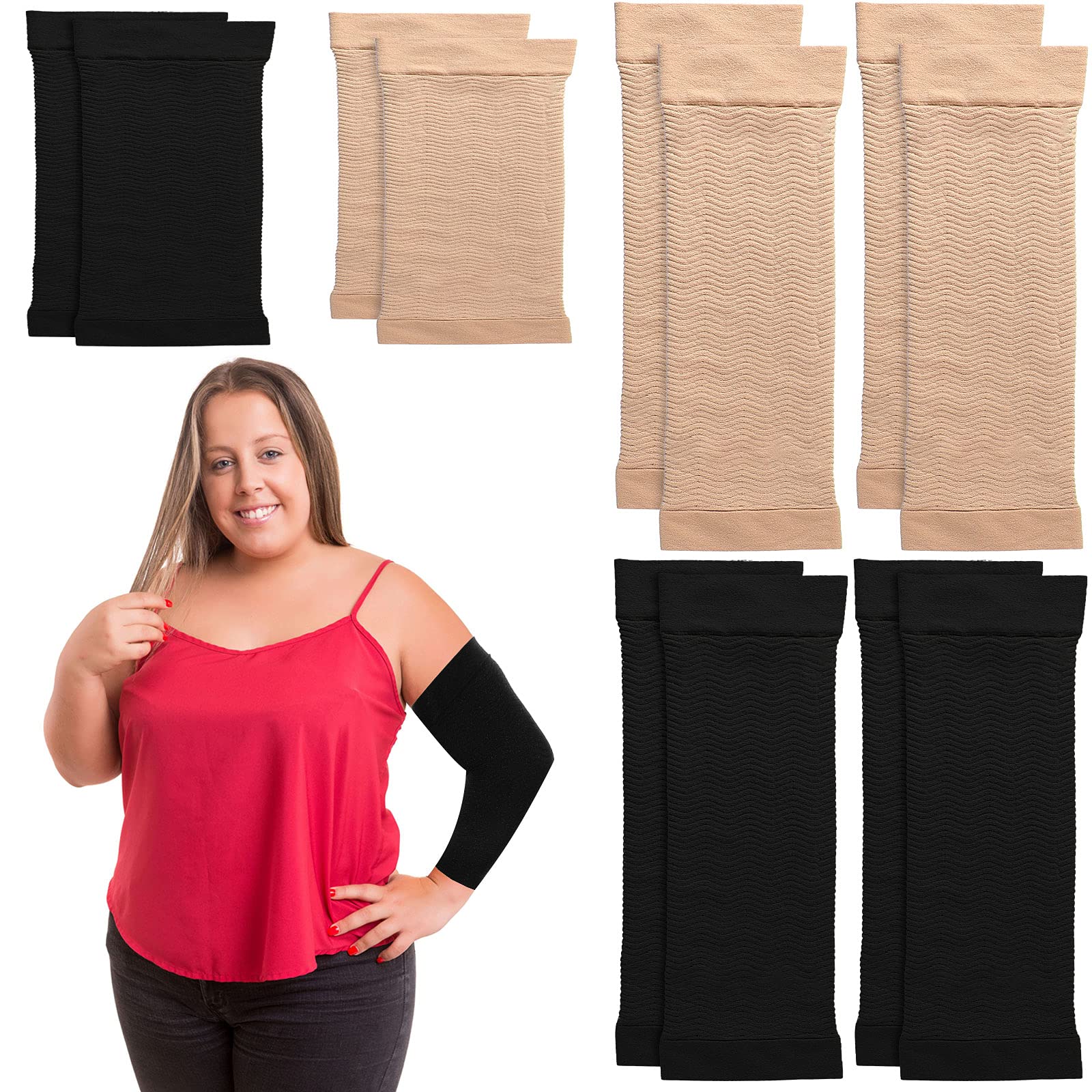 Photo 1 of Geyoga 4 Pairs Arm Shapers for Women, Slim Upper Arm Compression Shapers Wraps, 2 Pairs Calf Compression Sleeves Included