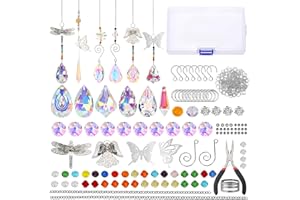 PARTYFORU DIY Suncatchers Indoor Window Hanging - 201 Pcs Crystal Sun Catcher Making Kit Colorful Prism Suncatchers Set for Window Home Garden Decoration Party Outdoor Backyard Patio