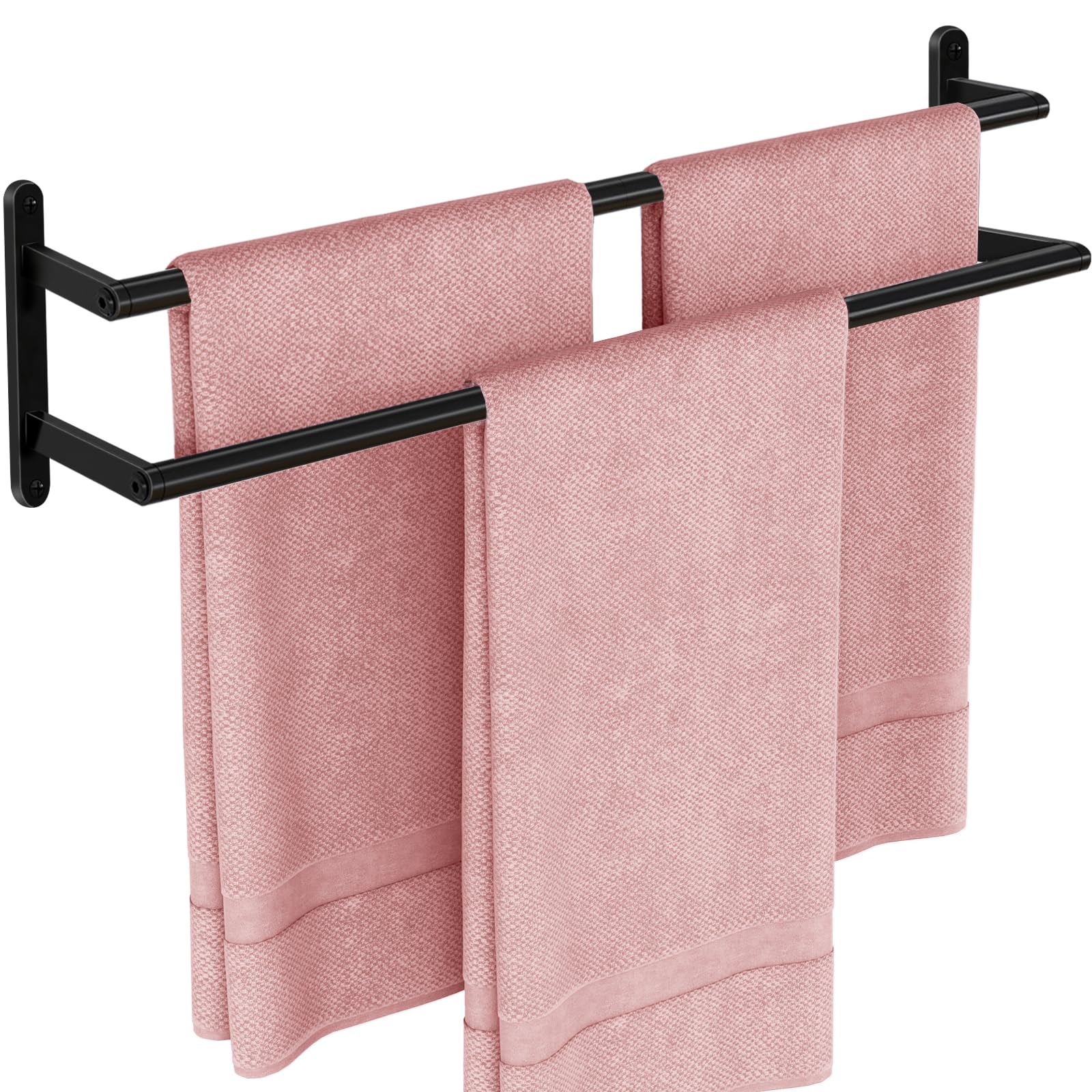 Photo 1 of JIAPAIDUO Double Towel Bar, 24Inch Towel Rack for Bathroom, Stainless Steel Double Bath Towel Bar, Wall Mounted Towel Holder, Double Towel Rod Towel Rail Hanger for Wall, Kitchen (Matte Black)
