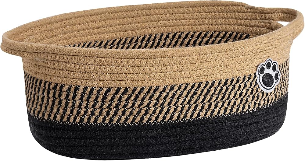 TIMEYARD Dog Toy Basket Storage Bin with Paw Design 30 x 20 x 13 cm
