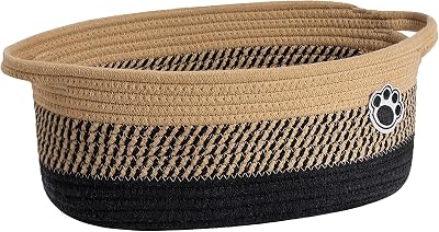 TIMEYARD Dog Toy Basket Storage Bin with Paw Design 30 x 20 x 13 cm
