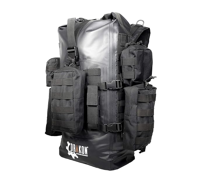 Drakon Outdoors 40L Waterproof Dry Bag Backpack Roll Top Survival Go