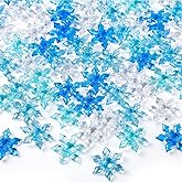 240Pcs Winter Acrylic Snowflake Ornaments 3D Blue Translucent Snowflake Crystals Gems Christmas Xmas Pendant Beads DIY Crafts for Vase Filler,Table Scatter, Party Wedding Arts Crafts Decoration