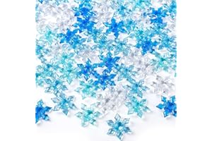 BOARDFEB 240Pcs Winter Acrylic Snowflake Ornaments 3D Blue Translucent Snowflake Crystals Gems Christmas Xmas Pendant Beads DIY Crafts for Vase Filler,Table Scatter, Party Wedding Arts Crafts Decoration