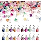 Beadthoven 100pcs Teardrop Glass Charms for Jewelry Making Colorful Crackle Crystal Glass Charms Pendants Dangle Drop Beads with Loop for Necklaces Bracelets Earrings Making DIY Accessories
