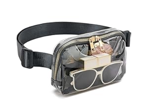 KUIFANG Clear Fanny Pack Belt Bag Stadium Approved for Women Men with Adjustable Strap Water-resistant Waist bag Clear Purse for Travel Workout Running Hiking(Black)