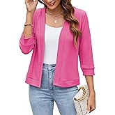 Hount Womens 3/4 Sleeve Cropped Cardigans Lightweight Casual Open Front Bolero Shrugs Sweaters