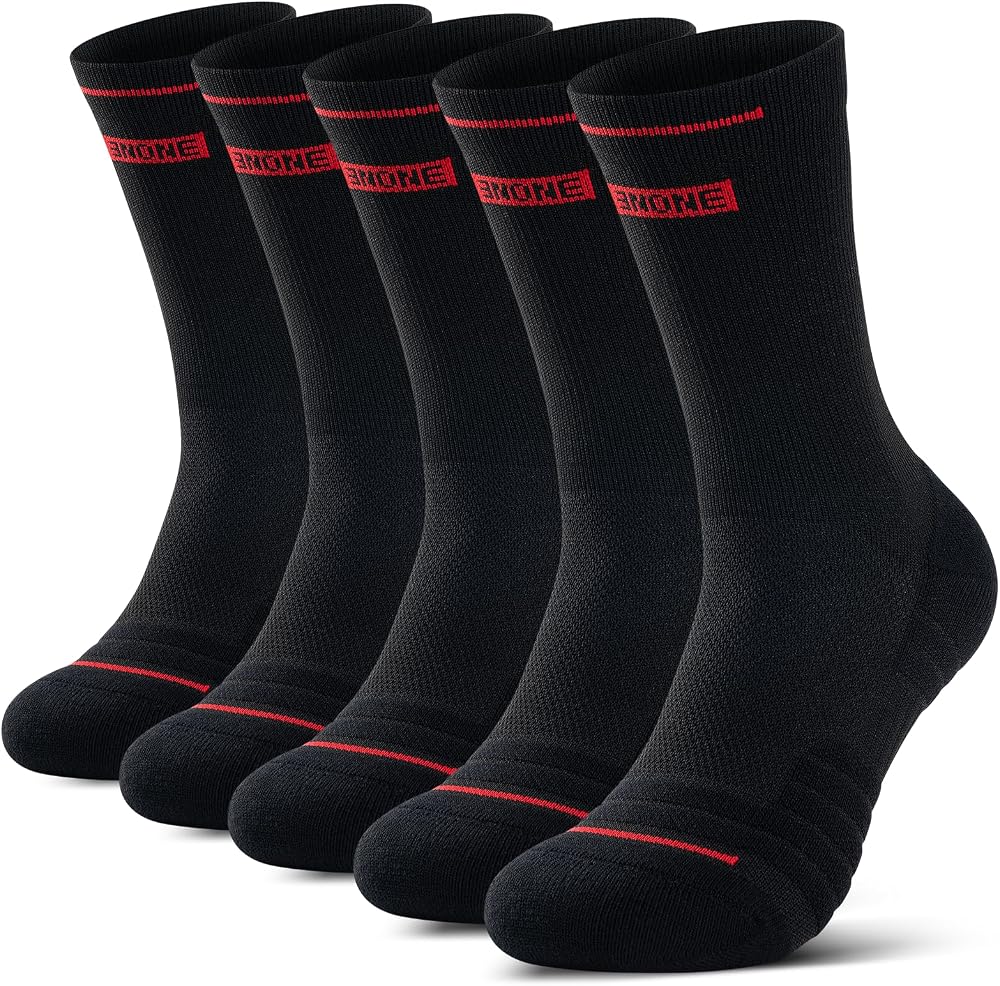RUIXUE Mens Sports Hiking Socks 5/6 Pairs Cushioned Anti Blister Crew