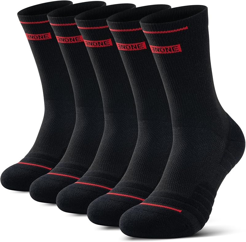 RUIXUE Mens Sports Hiking Socks 5/6 Pairs Cushioned Anti Blister Crew