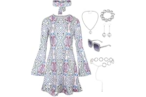 CICOCI 70s Disco Outfits For Women Hippie Dress Sequin Disco Ball Earrings Sunglasses Accessories Halloween