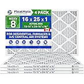 16x25x1 furnace filter MERV 8 | Made For High-Efficiency Furnace and Air Condition Systems. Case of 4 Made in Canada by Furna