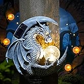 memeyou Dragon Tree Hugger Solar Magic Orb Garden Statue Dragon Solar LED Lights Decor Sun Moom for Your Patio Balcony Porch Yard for Mom Grandma