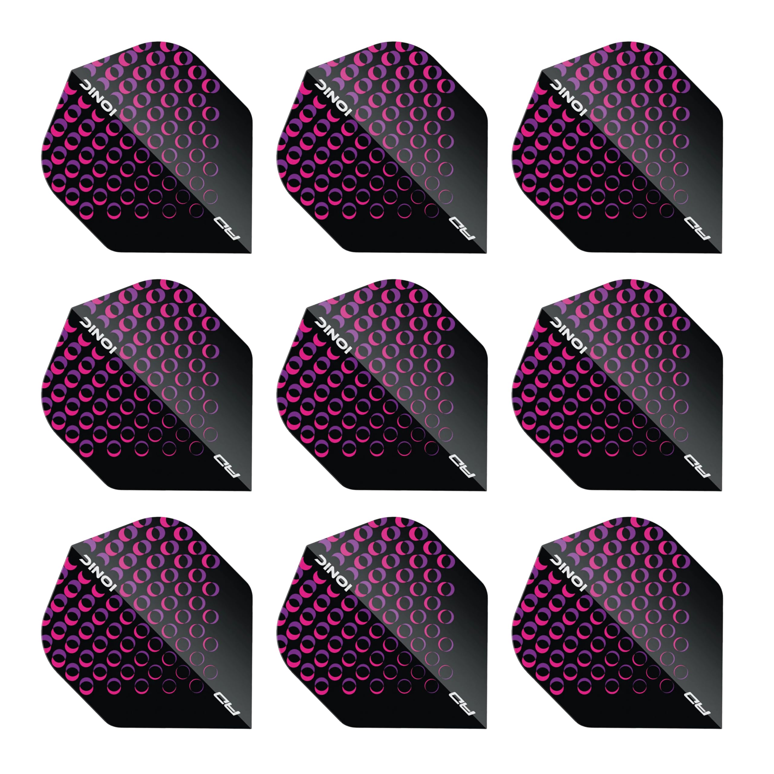 RED DRAGON Hardcore Ionic Pink Circles Dart Flights - 3 Sets Per Pack (9 Dart Flights in Total)