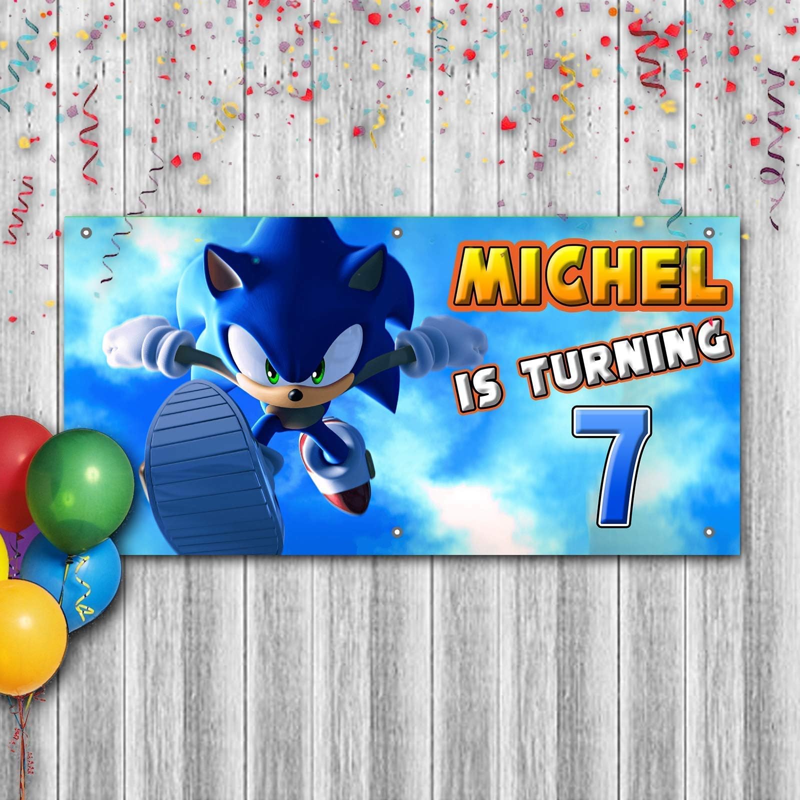 Personalized Birthday Banner for Sonic Theme Party 24"x 48"