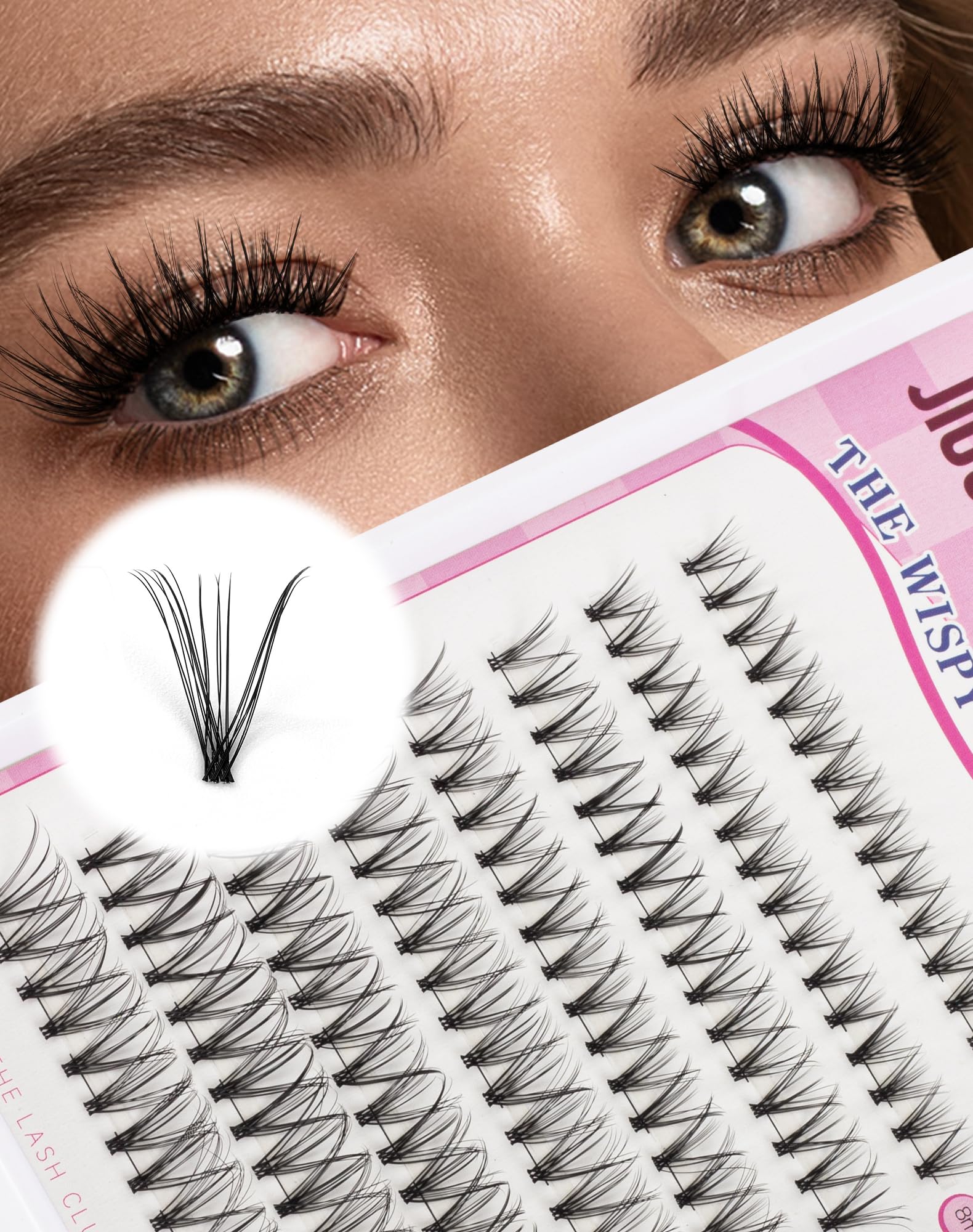 Natural Lash Clusters Wispy Eyelash Extensions C Curl Individual Lashes 8-14MM Mix Length Natural Look Lashes with Thin Lash Band — image 1