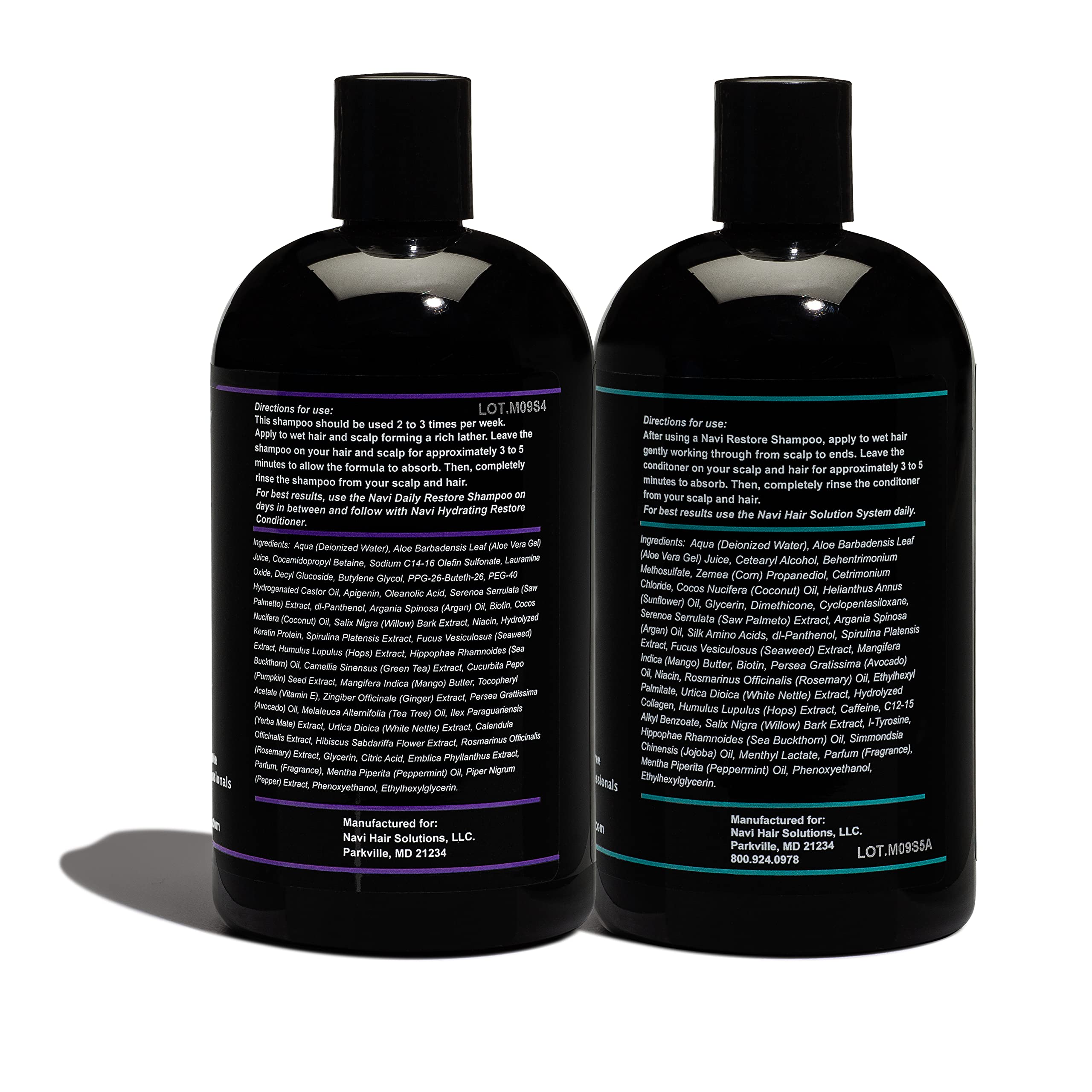 Navi Professional Hair Growth Shampoo and Conditioner Set, DHT Blocker for Thinning Hair and Hair Loss, Sulfate Free and Safe for Color Treated Hair, Hair Regrowth for Men and Women, 2 x 16 oz