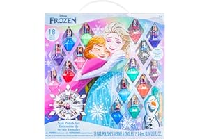 Townley Girl Disney Frozen Non-Toxic Peel-Off Nail Polish Set with Shimmery and Opaque Colors with Nail Gems for Girls Ages 3+, Perfect for Parties, Sleepovers and Makeovers, 18 Pc Set