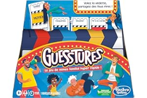 Hasbro Gaming Guesstures, 4 Player and More Mime Game, Family Game, Customizable Cards, Clap - French Version