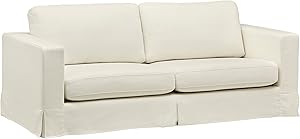 Amazon Brand – Stone & Beam Bryant Modern Sofa Couch with Slipcover, 85.1"W, Optic White