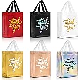 Nush Nush Thank You Gift Bags Medium Size – Set of 12 with Six Colors, Premium Finish and Reusable Thank You Bags with Handles - Perfect As Goodie Bag, Thanksgiving, Return Gifts – 8x4x10 Size