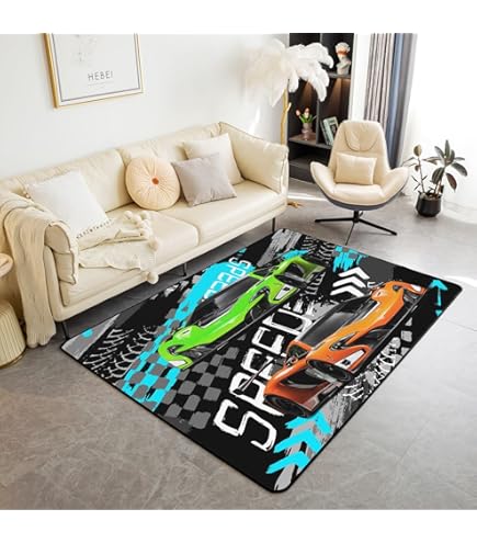 Amazon.com: jejeloiu Race Car Decorative Carpet Rug Black
