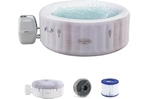 Bestway SaluSpa Cancun 2 to 4 Person Inflatable Hot Tub, Round Energy-Efficient Portable Outdoor Spa with 120 AirJets, 71" x 26"